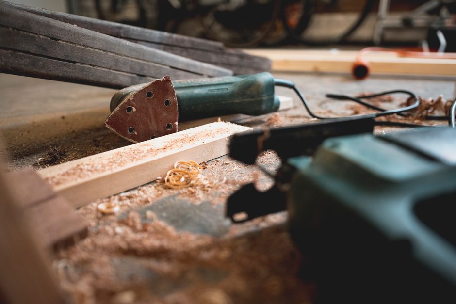 Woodworking tools crafting bespoke furniture